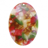Resin hangers ovaal Multicolor pink-green