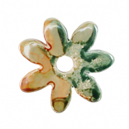 DQ Grieks keramiek kralen bloem Light green-orange