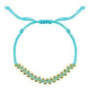 Trendy armbanden stainless steel beads Blue-gold