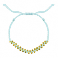 Trendy armbanden stainless steel beads Mint blue-gold
