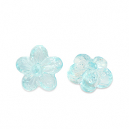 Acryl kralen bloem Transparent turquoise blue