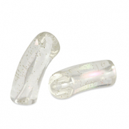Acryl tube kralen Transparant glitter-AB coating