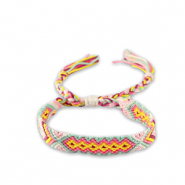 Trendy enkelbandjes Soft turquoise blue-yellow