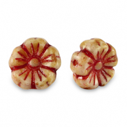 Czech kralen bloem 9mm Red-almond brown