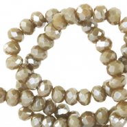 Top Facet kralen 4x3mm disc Khaki green-pearl shine coating