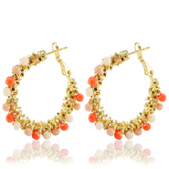 Roestvrij stalen (RVS) Stainless steel oorbellen facet Orange-gold