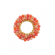 Roestvrij stalen (RVS) Stainless steel bedels facet 26mm Orange-gold