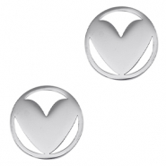 Roestvrij stalen (RVS) Stainless steel bedels tussenstuk hart Silver