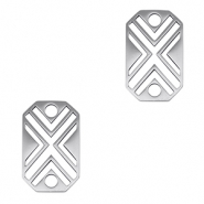 Roestvrij stalen (RVS) Stainless steel bedels tussenstuk octagon X Silver
