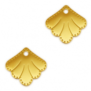 Roestvrij stalen (RVS) Stainless steel bedels tussenstuk schelp Gold