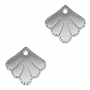 Roestvrij stalen (RVS) Stainless steel bedels tussenstuk schelp Silver