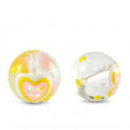 Handgeschilderde glaskralen hart Transparent-yellow white