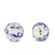 Handgeschilderde glaskralen 14mm Transparent-purple green
