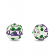 Handgeschilderde glaskralen 8mm Transparent-purple green