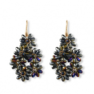 Top facet oorbellen druppel Gold-midnight blue
