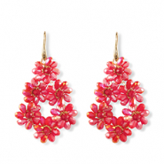 Top facet oorbellen druppel Gold-red