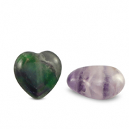 Natuursteen kralen fluoriet hart Purple-green white