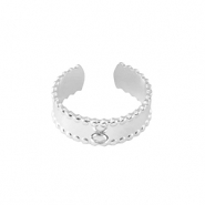 Roestvrij stalen (RVS) Stainless steel ringen met oogje Zilver