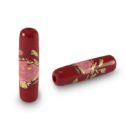 Glaskralen tube bloem Port red-rose red