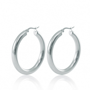 Roestvrij stalen (RVS) Stainless steel oorbellen creolen 40mm Zilver