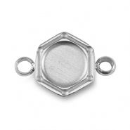 Birthstones bedel met setting Stainless Steel (RVS) voor SS16 flat back Silver