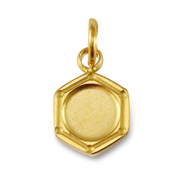 Birthstones bedel met setting Stainless Steel (RVS) voor SS16 flat back Gold