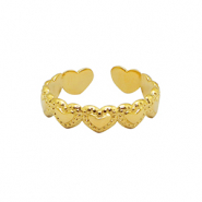 Roestvrij stalen (RVS) Stainless steel ringen hart Goud