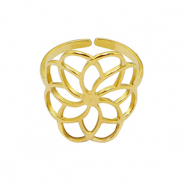 Roestvrij stalen (RVS) Stainless steel ringen bloem Goud