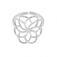 Roestvrij stalen (RVS) Stainless steel ringen bloem Zilver