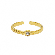 Roestvrij stalen (RVS) Stainless steel ringen crystal Goud
