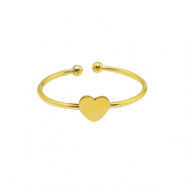 Roestvrij stalen (RVS) Stainless steel ringen hart Goud