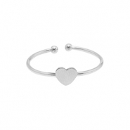 Roestvrij stalen (RVS) Stainless steel ringen hart Zilver