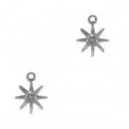 Roestvrij stalen (RVS) Stainless steel bedels ster Antiek zilver