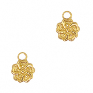 Roestvrij stalen (RVS) Stainless steel bedels bloem Goud