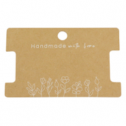 Sieraden kaartjes "handmade with love" flowers Brown