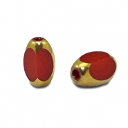 Ovale glaskralen facet Red-gold