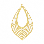 Roestvrij stalen (RVS) Stainless steel bedels bohemian blad Gold