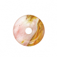 Natuursteen hangers glas donut 25mm Brown-transparent