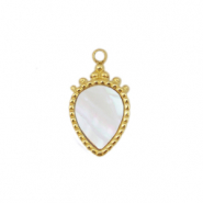 Roestvrij stalen (RVS) Stainless steel bedels schelp druppel Gold-white (natuurlijke kleur)