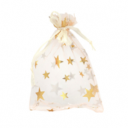 Sieraad zakje organza 9x12cm ster Apricot-gold