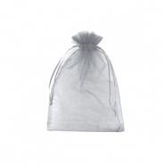 Sieraad zakje organza 7x9cm Light grey