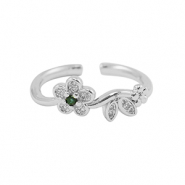 Brass TQ metaal ring zirkonia Silver-crystal black