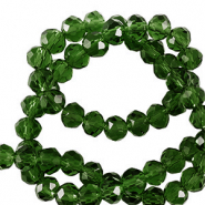 Top Facet kralen 6x4mm disc Dark emerald green