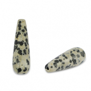 Natuursteen kralen dalmatian stone druppel Greige