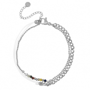 Roestvrij stalen (RVS) Stainless steel armbanden duo layer Silver-white