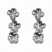 Roestvrij stalen (RVS) Stainless steel oorbellen / oorstekers bloem Silver