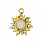 Roestvrij stalen (RVS) Stainless steel bedel bloem Gold / White