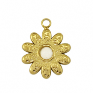 Roestvrij stalen (RVS) Stainless steel bedel bloem Gold / White