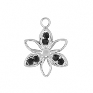 Roestvrij stalen (RVS) Stainless steel bedel bloem Silver / Black