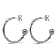 Roestvrij stalen (RVS) Stainless steel oorbellen 25mm Silver